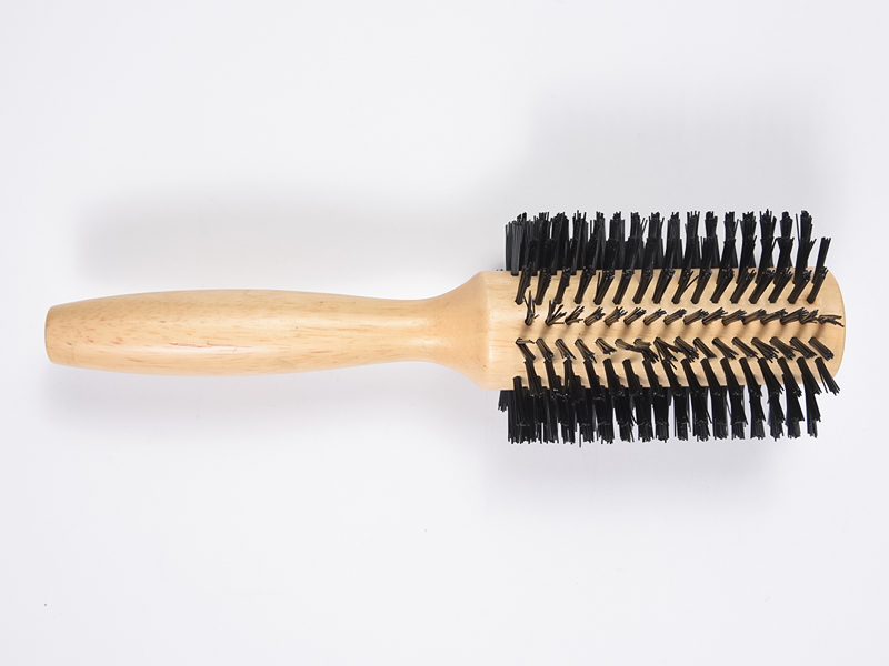 Brosse à cheveux ronde en bois de bambou