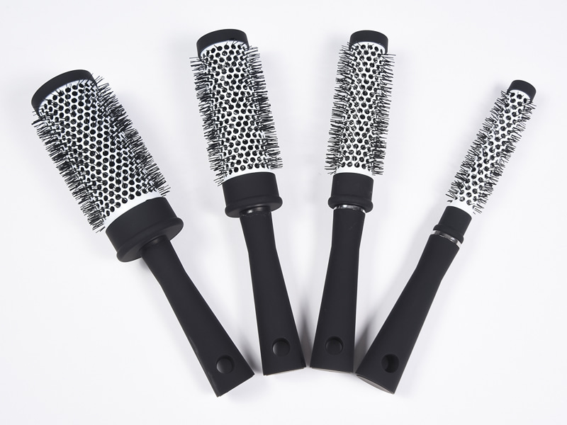 Brosse à cheveux ronde en céramique thermique ronde pour salon, tube en aluminium