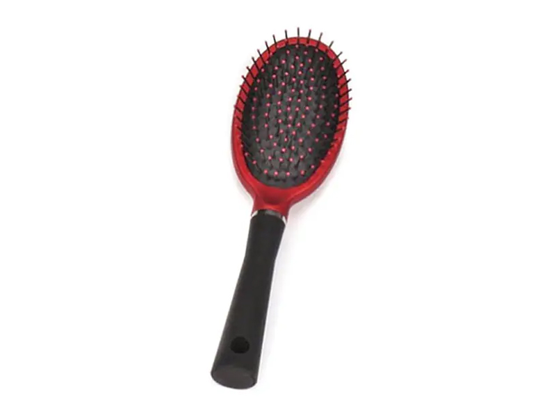 Brosse à cheveux en plastique avec revêtement en caoutchouc