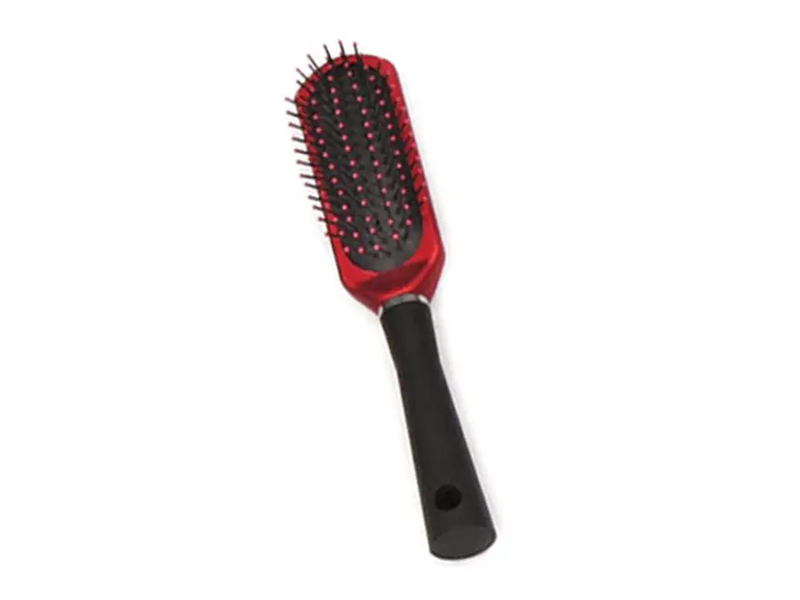 Brosse à cheveux en plastique avec revêtement en caoutchouc