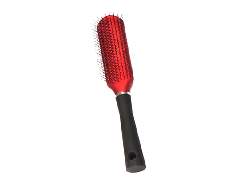 Brosse à cheveux en plastique avec revêtement en caoutchouc