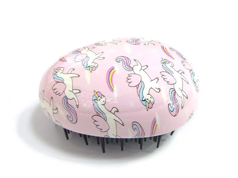 Petite brosse à cheveux transparente pour enfants, couleur lavande, œuf démêlant