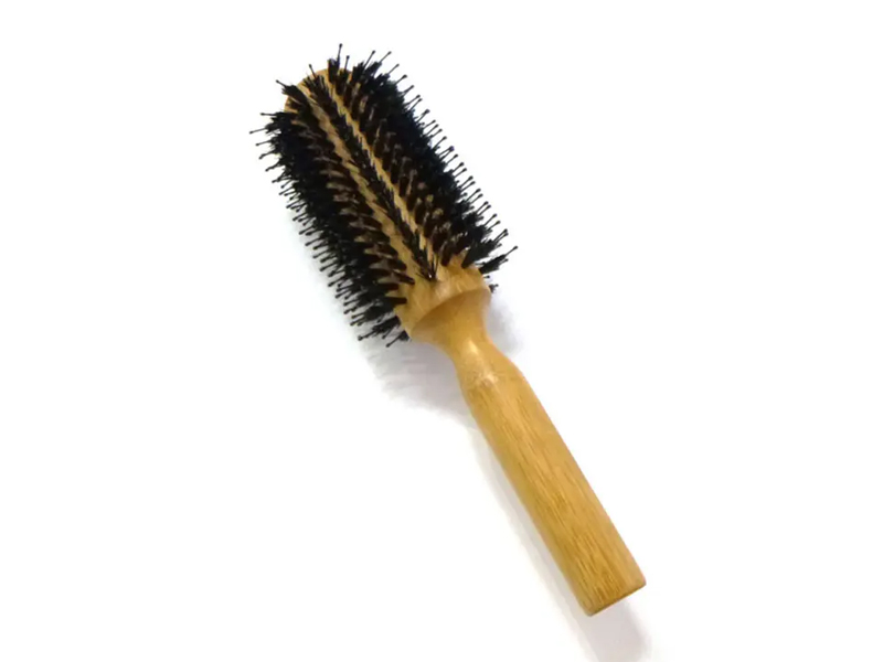 Brosse à cheveux en bois à poils de sanglier ronds en bambou