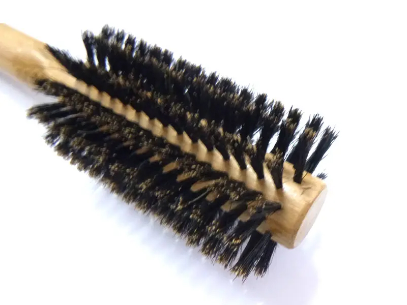 Brosse à cheveux lissante de Massage en poils de sanglier avec poignée en bambou
