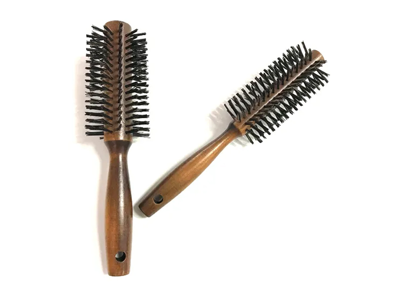 Brosse à cheveux synthétique ronde en poils de bambou