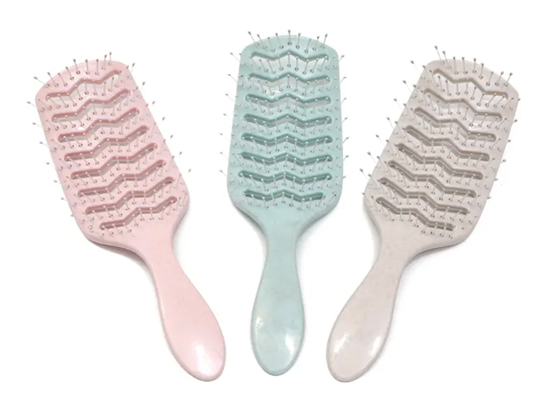 Brosse à cheveux démêlante imperméable qui respecte l'environnement d'abs portatif en plastique rose