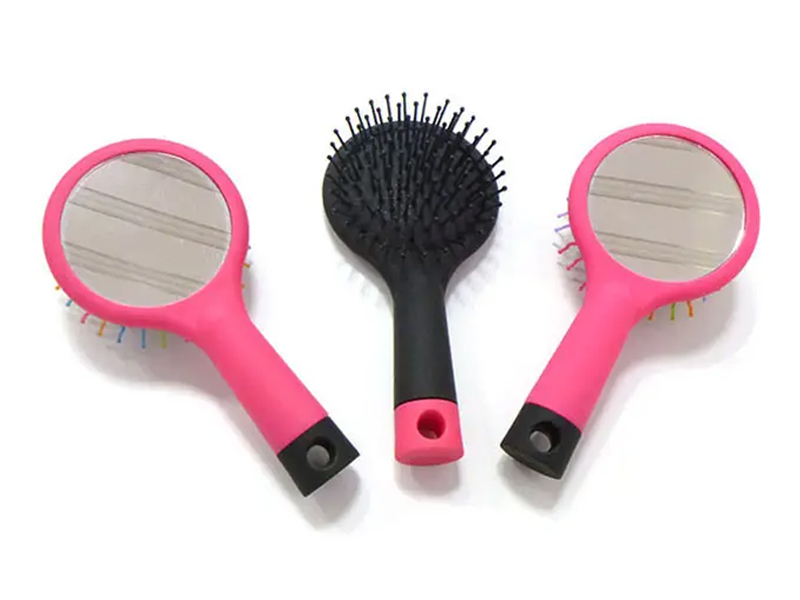 Brosse à cheveux à coussin démêlant doux au toucher, pointe boule noire arc-en-ciel pour femmes