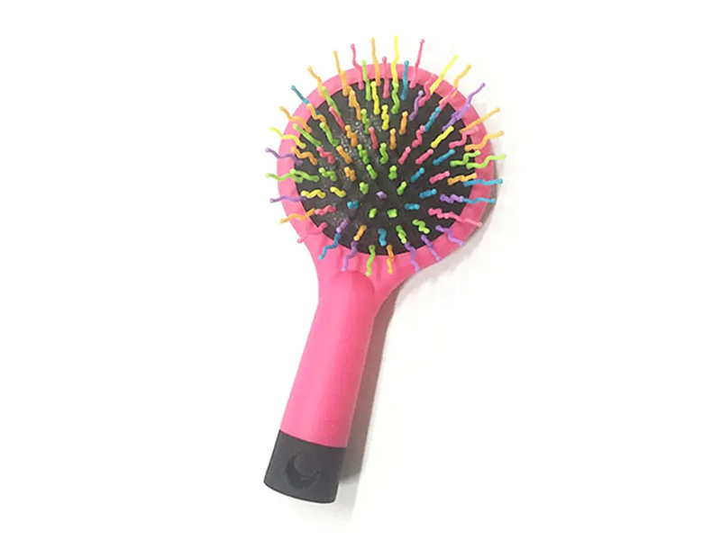 Brosse à cheveux à coussin démêlant doux au toucher, pointe boule noire arc-en-ciel pour femmes