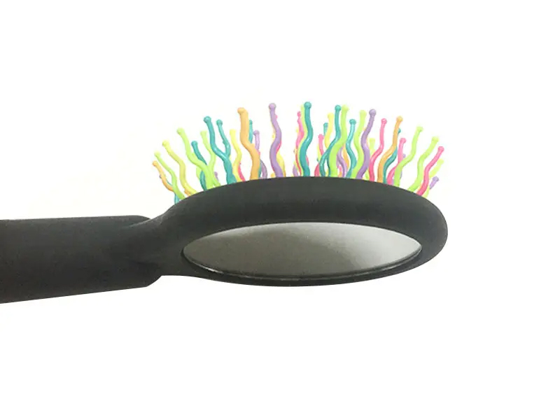 Brosse à cheveux à coussin démêlant doux au toucher, pointe boule noire arc-en-ciel pour femmes
