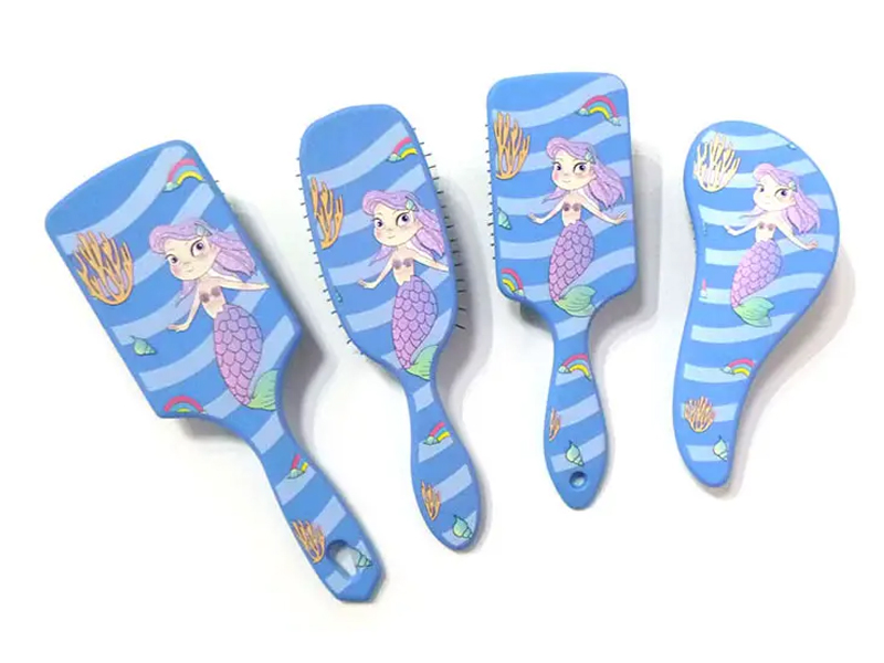 Brosses à cheveux bouclés en plastique coloré avec vagues d'aération