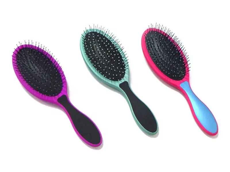 Brosse à cheveux ondulée noire ovale multicolore 360 ​​Tangle Denman