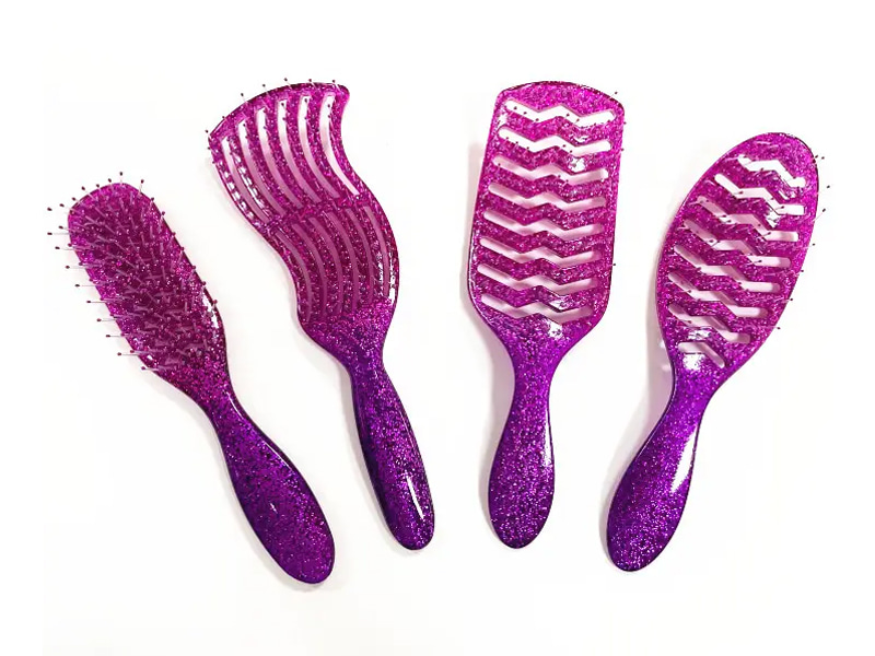 Brosse à cheveux démêlante transparente à paillettes