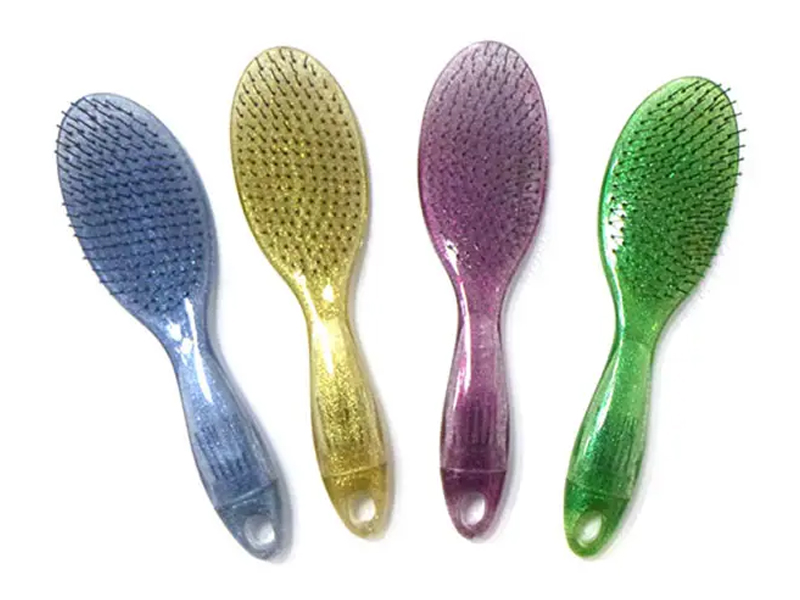 Brosse à cheveux démêlante transparente à paillettes