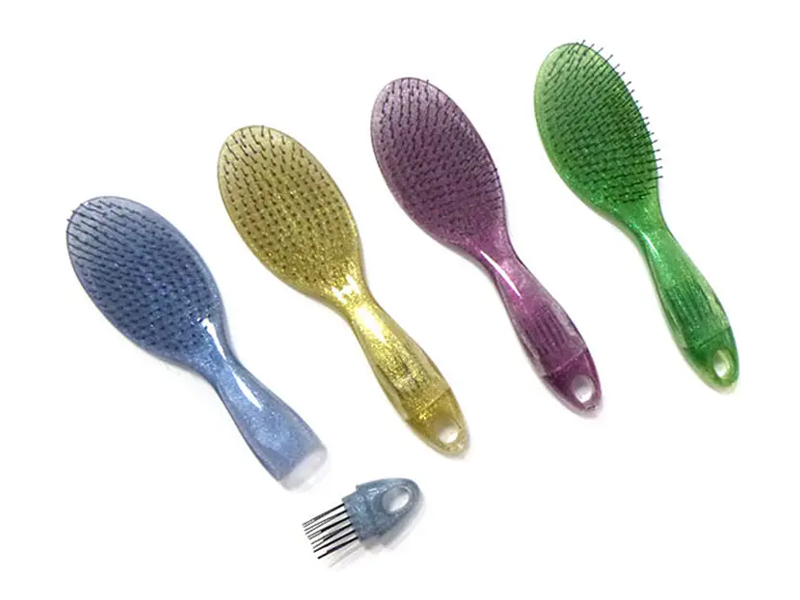 Brosse à cheveux démêlante transparente à paillettes