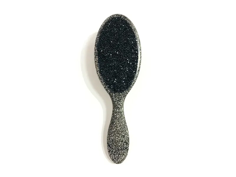 Brosse à cheveux en plastique ovale Jewelry Bling avec poignée
