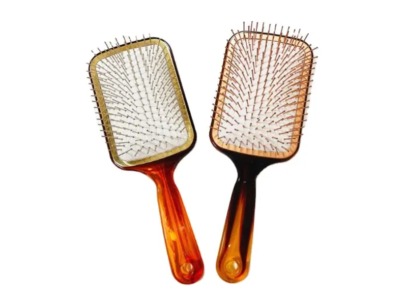 Brosse à cheveux à palette de couleur ambre avec épingles en métal