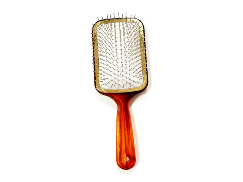 Brosse à cheveux à palette de couleur ambre avec épingles en métal
